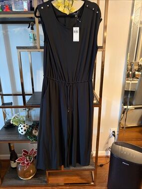Lauren Ralph Lauren Black Sleeveless Drawstring-Waist Jumpsuit